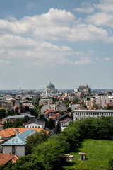 Fototapeta premium Belgrade, Serbia - June 27, 2014: Panorama of Belgrade. The photograph shows part of Belgrade and municipality Vracar and Temple of Saint Sava.