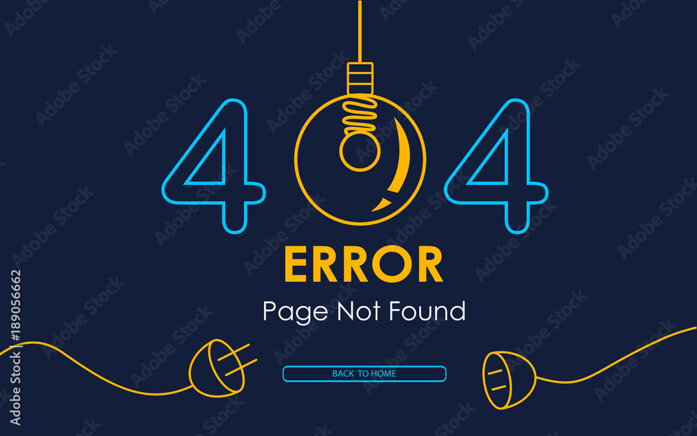Poster 404 error page not found vector lamp graphic background