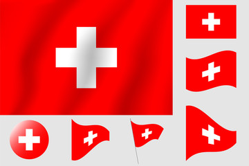 Fototapeta premium Switzerland flag. Realistic vector illustration flag. National symbol design.