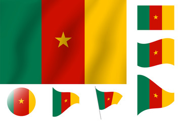 Cameroon flag. Realistic vector illustration flag. National symbol design.