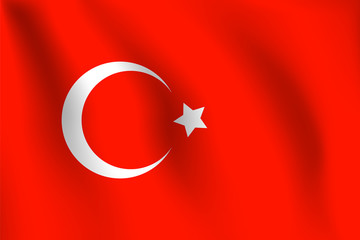 Turkish flag. Realistic vector illustration flag. National symbol design.