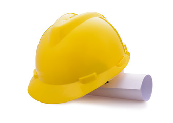 Yellow helmet isolate on white background