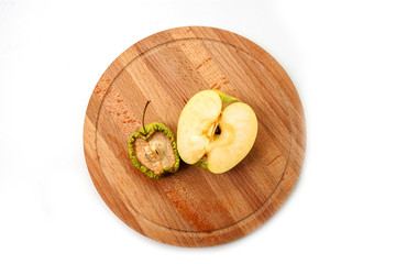 withered and fresh apples isolated