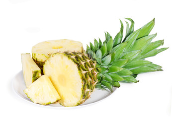 Sliced pineapple on a plate