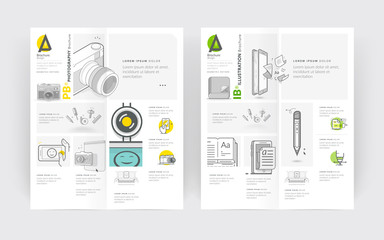 Bifold Brochures cover design with concept icons.