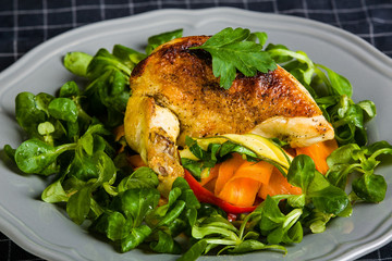 Chicken Supreme on vegetable pappardelle
