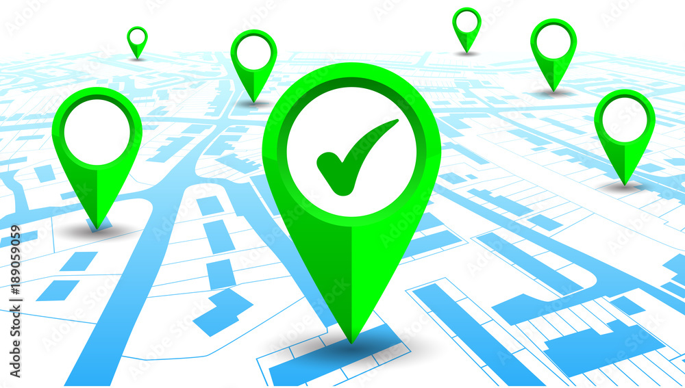 Poster GPS navigator pointer on city map – for stock