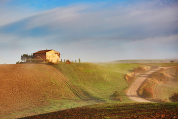 Landscape of San Quirico d'Orcia, Tuscany, Italy