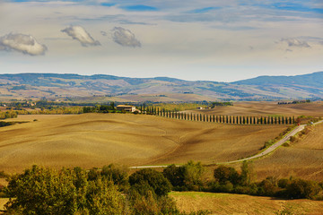 Landscape of San Quirico d'Orcia, Tuscany, Italy