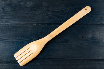 Wooden spoons arranged on table