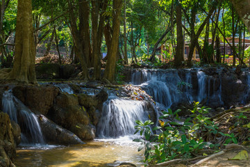 landscape Kroeng Kra Via Waterfall at kanchanaburi thailand