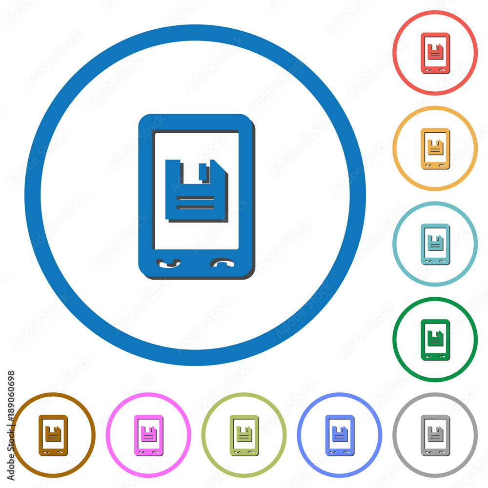 Aufkleber mobile save data icons with shadows and outlines