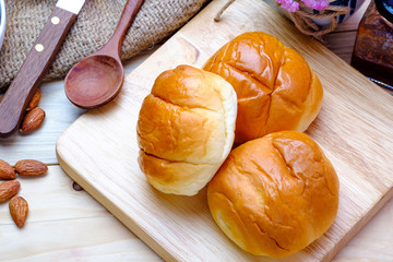 Butter roll on wooden background