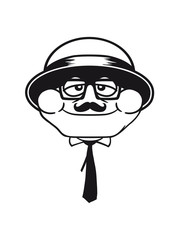 gesicht kopf herr sir hut mütze krawatte hornbrille mustache schnurrbart lustig glücklich sitzend frosch klein süß niedlich quak comic cartoon clipart