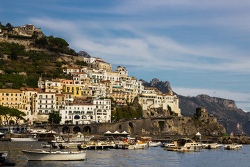 Fototapeta na wymiar Amalfi on Amalfi Coast near Naples in Italy
