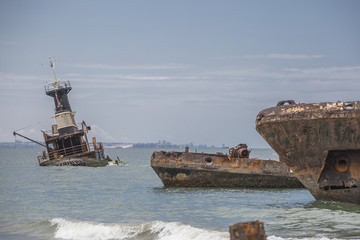ship cemetery in Luanda Angola