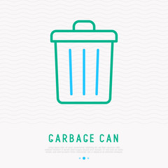 Garbage can thin line icon. Modern vector illustration.