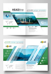Business templates for brochure, magazine, flyer, booklet. Cover design, abstract flat style travel decoration layout in A4 size, easy editable vector template, colorful blurred natural landscape.