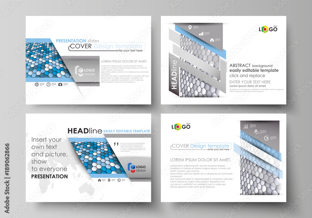 Poster set of business templates for presentation slides. easy editable vector layouts in flat design. blue