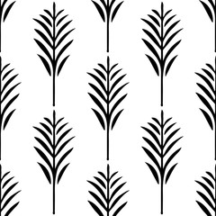 Seamless pattern with palm leaves in black and white