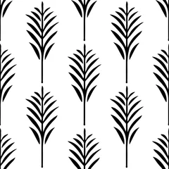 Tapeten Nahtloses Muster mit Palmblättern in Schwarz und Weiß © nataleana