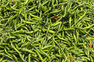 Green peppers at street market