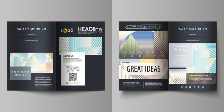 Business templates for bi fold brochure, magazine, flyer, booklet. Cover template, abstract vector layout in A4 size. Minimalistic design with lines, geometric shapes forming beautiful background.