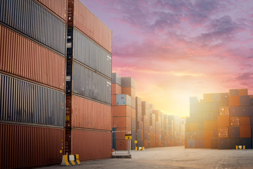 Container Cargo freight box for logistic import export and shipping in port. Business logistic concept