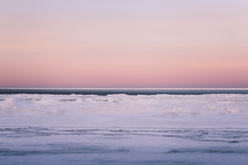 Arctic landscape with frozen sea