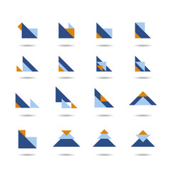 Abstract triangle icon set, logo element, symbol vector