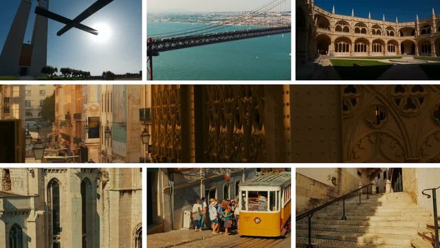 The Lisbon Collection: A video postcard of some of the most famous landmarks of Lisbon, Portugal during daytime, including Elevador de Santa Justa and Cristo Rei