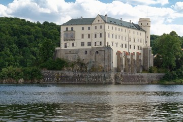 Fototapeta na wymiar Orlik nad Vltavou castle and dam on Moldau river, South Bohemia, Czech republic