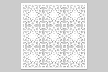 Template for cutting. Geometric flower pattern. Laser cut. Ratio 1:1. Vector illustration.