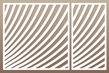 Obraz premium Template for cutting. Geometric line pattern. Laser cut. Set ratio 1:2, 1:1. Vector illustration.