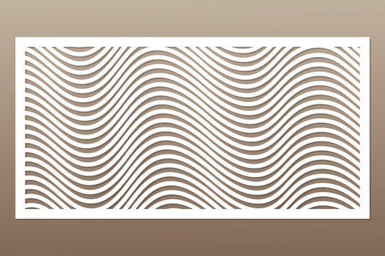 Template for cutting. Geometric line pattern. Laser cut. Ratio 1:2. Vector illustration.