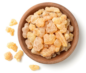 Pure Organic Frankincense Resin isolated on white, top view