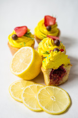 lemon cupcake with strawberries