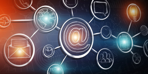 Hand-drawn contacts and emails sketch