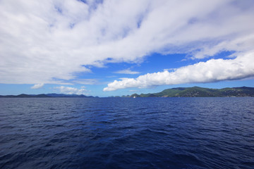 Blue water of the caribbean sea