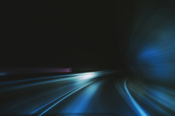 Driving Fast At Night. Abstract Motion Driving.