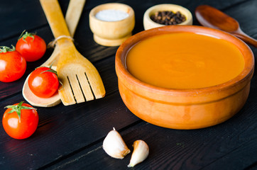 Tomato soup prepared in traditional italian style