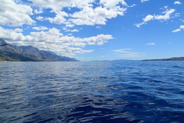 Beautiful view of the Adriatic Sea in Croatia in southern Dalmatia with Biokovo mountains 