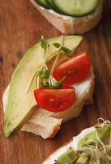 Variety of healthy vegetarian sandwiches