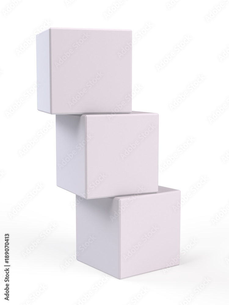 Poster white boxes on white background - 3d rendering
