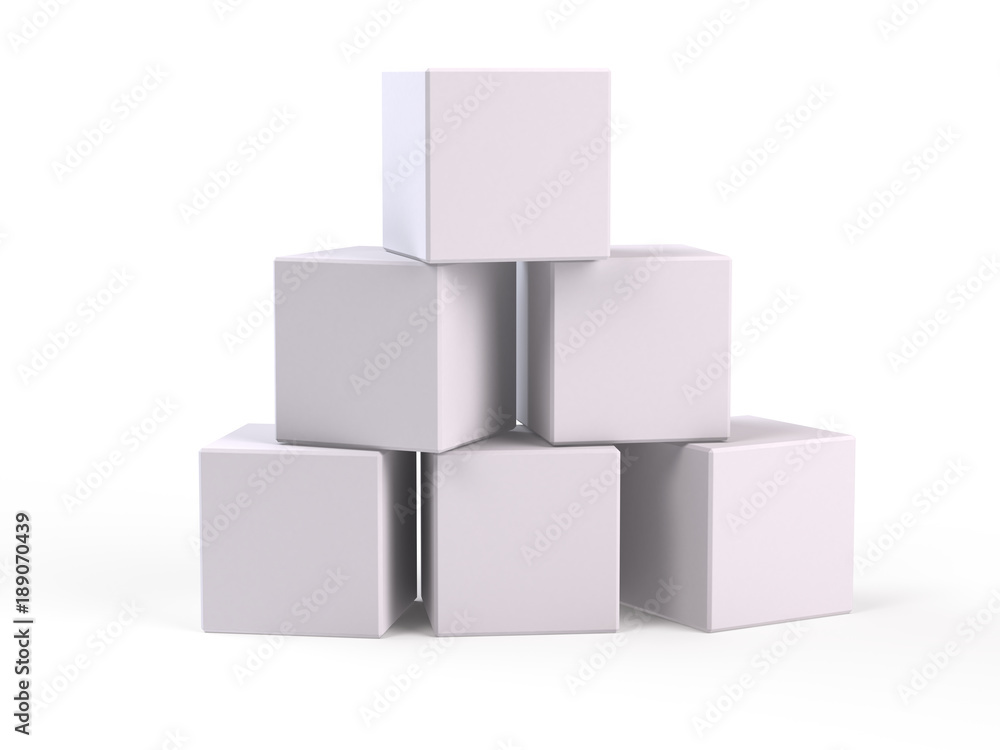 Poster white boxes on white background - 3d rendering
