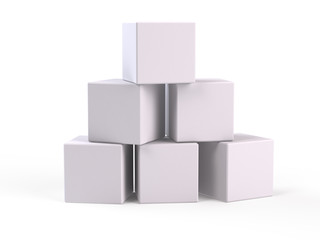 White Boxes on white background - 3d rendering