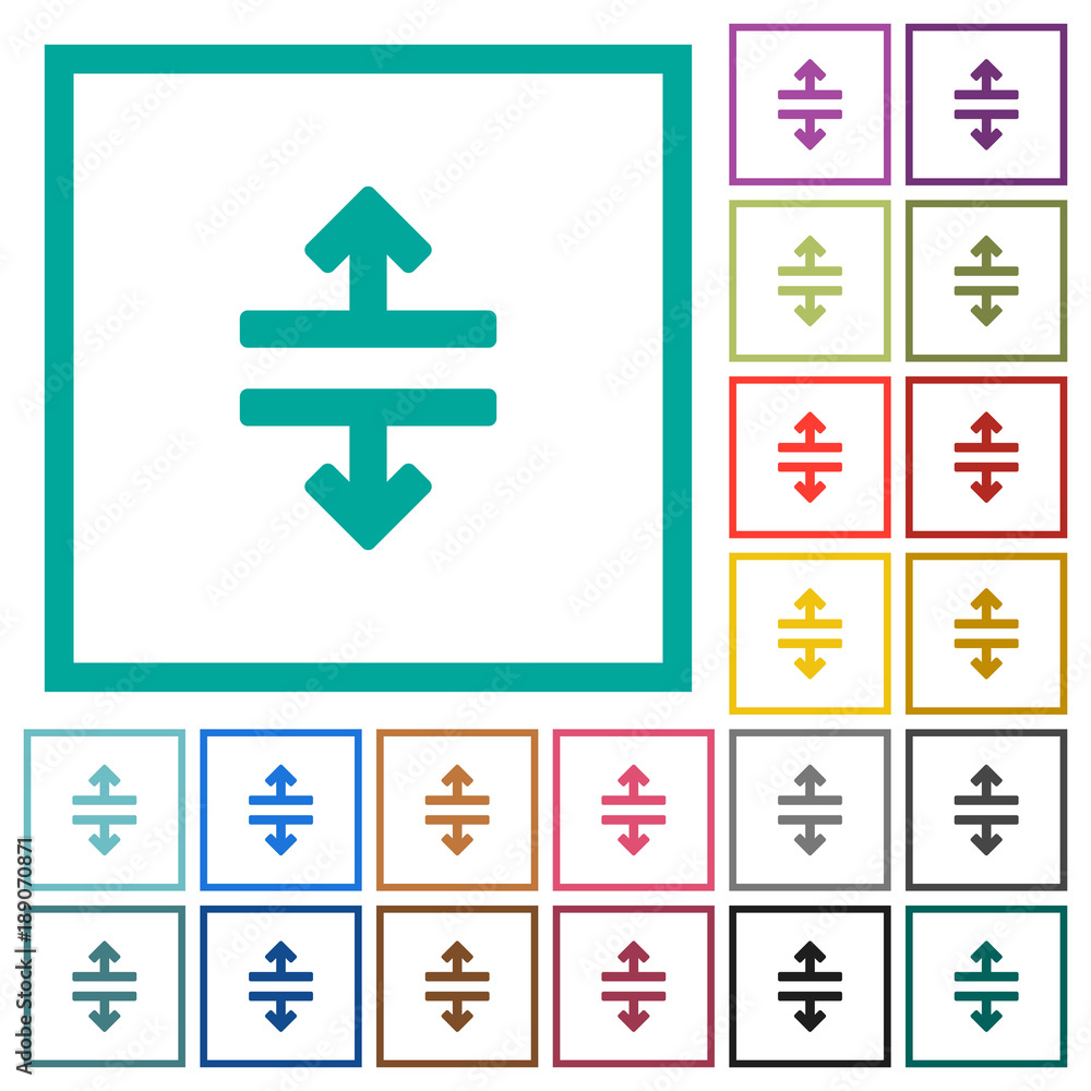 Poster horizontal split flat color icons with quadrant frames