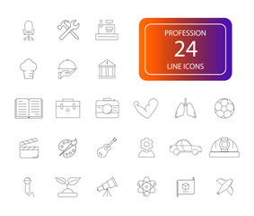 Line icons set. Profession pack. Vector illustration	