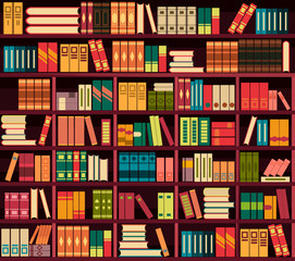 seamless pattern bookshelves