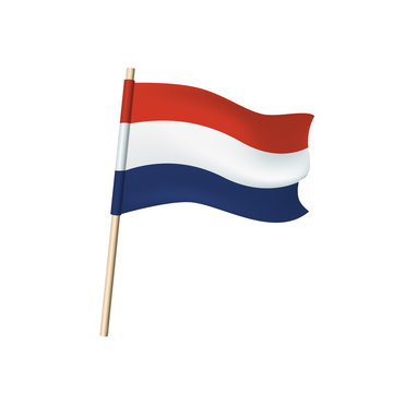 Netherlands flag on white background